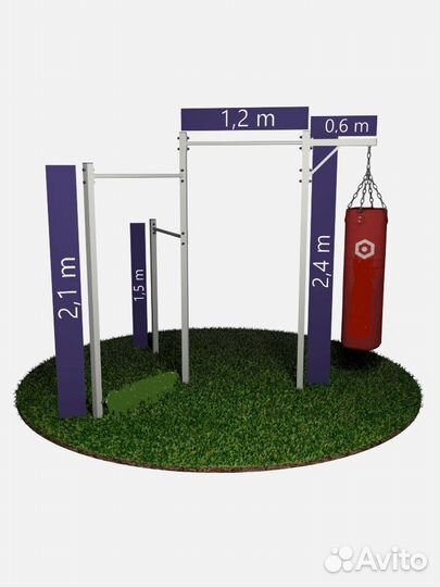 Комплекс уличный (3 турника + кронштейн для груши)