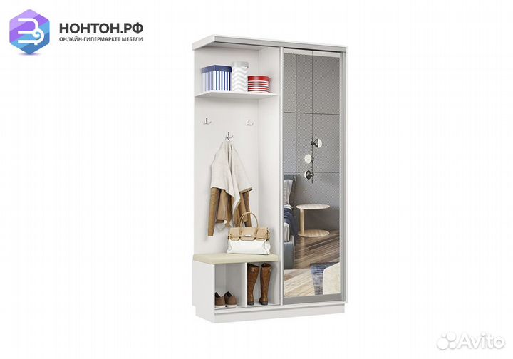 Прихожая-купе Регул мини с сиденьем белая