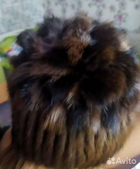 Шапка норковая вязанная женская