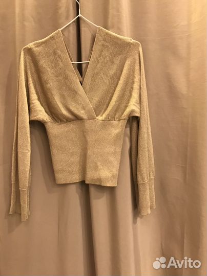 Кофточка золотого цвета, люрикс, р-р XS