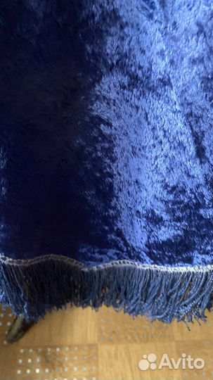 Скатерть плюшевая синяя на чайный столик