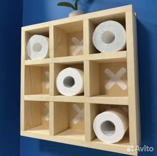 Полка настенная деревянная для туалетной бумаги