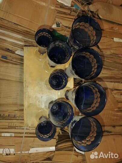 Бокал кобальтовое синее стекло