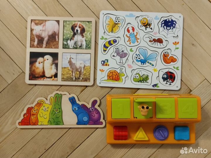 Развивающие игрушки 1-3 пазлы вкладыши Монтессори