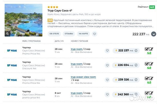 Тур в Tryp Cayo Coco 5*(Куба)