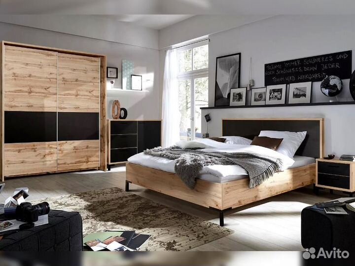 Тумба прикроватная блэквуд, П558.06, Дуб Вотан + ч