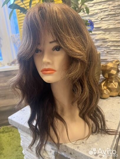 Парик из натуральных волос с имитацией кожи головы