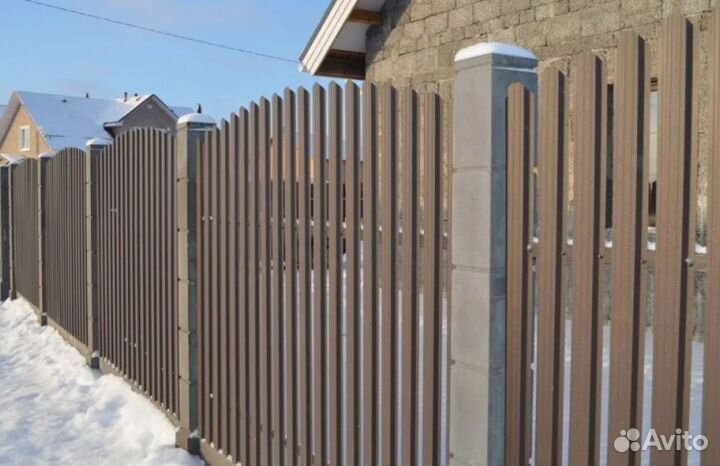 Забор из евроштакетника цена под ключ