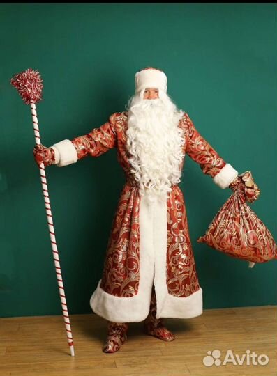 Костюм деда мороза красный жаккард