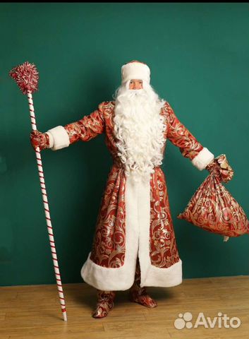Костюм деда мороза красный жаккард