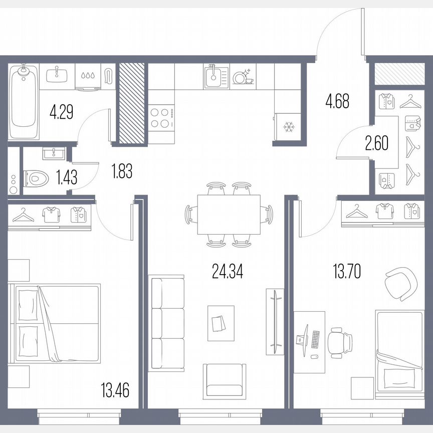 2-к. квартира, 66,3 м², 5/10 эт.