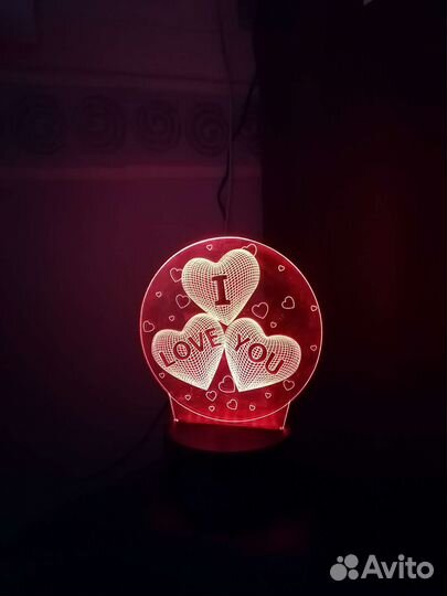 3D светильник сердечки