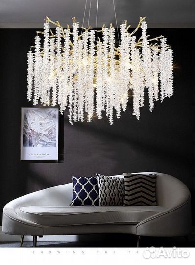 Люстра дизайнерская хрустальные грозди на ветках