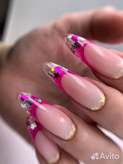 Арочное Наращивание ногтей выкладной френч