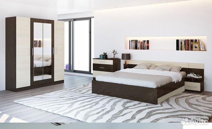 Спальный гарнитур Леси с 4-х ств. шкафом