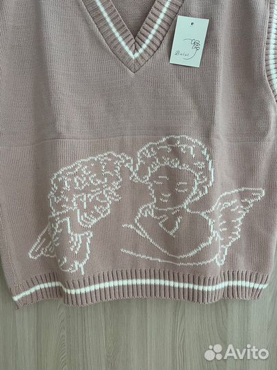 Жилетка женская вязаная оверсайз новая