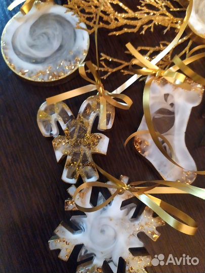 Набор ёлочных игрушек, ручная работа