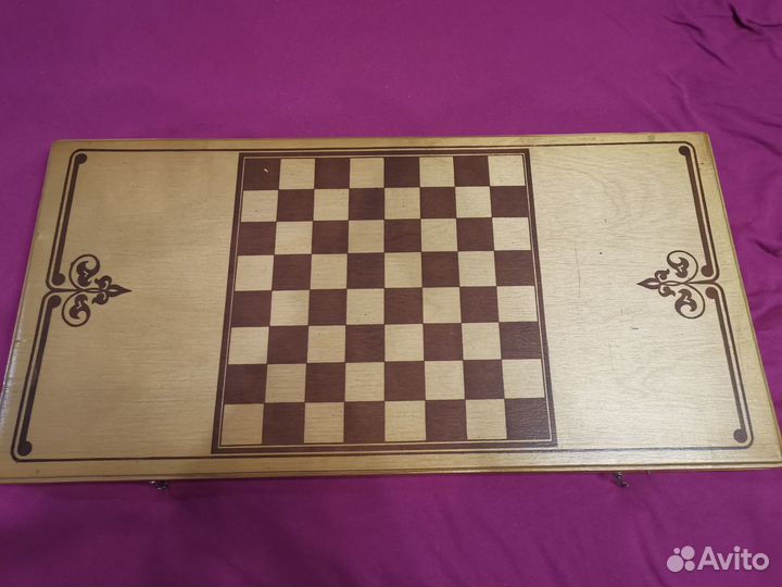 Нарды, шашки 60х30 см. Цельное дерево, сукно