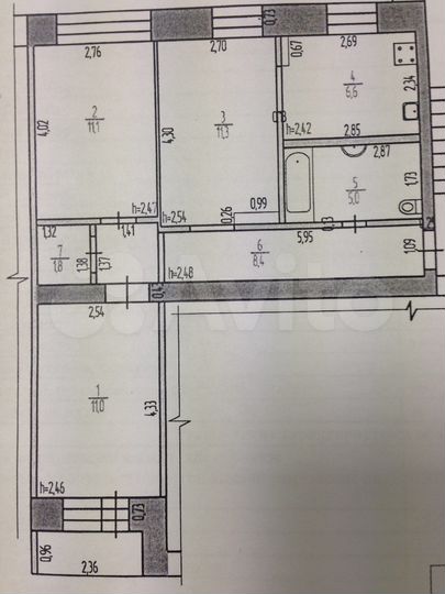3-к. квартира, 55 м², 5/9 эт.
