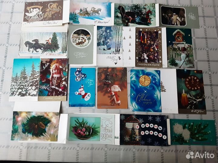 Открытка новогодняя, чистая, прошлого века