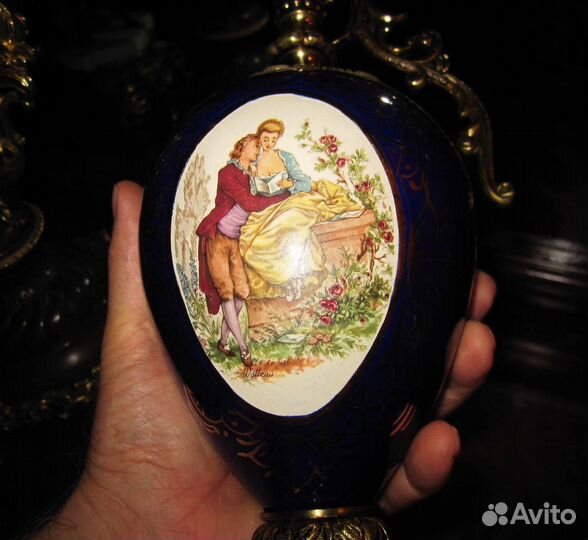 Кувшин Бронза и Фарфор. Кавалер с дамой. 43 см