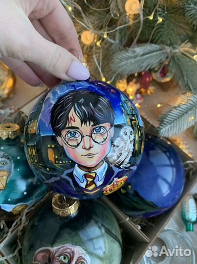 Новогодний шар гарри поттер бокс шар ручой росписи