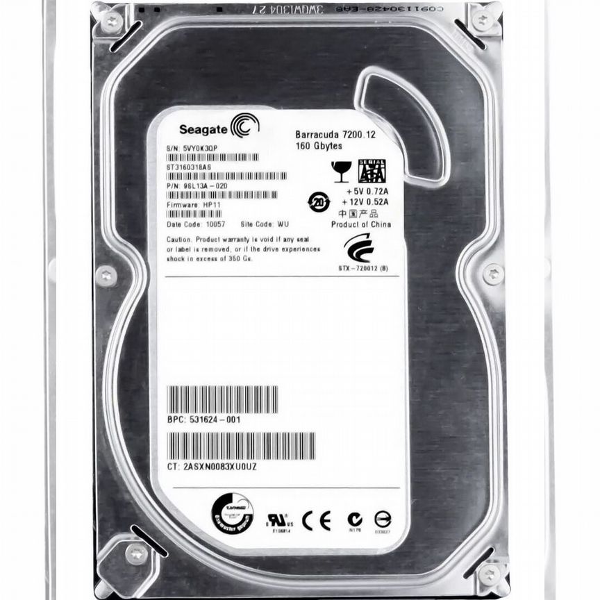 [531624-001] Жесткий Диск Hp 160gb Sata2 3.5" Hdd 531624-001