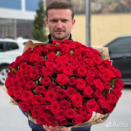 Длинные розы 60см доставка 101роза с доставкой