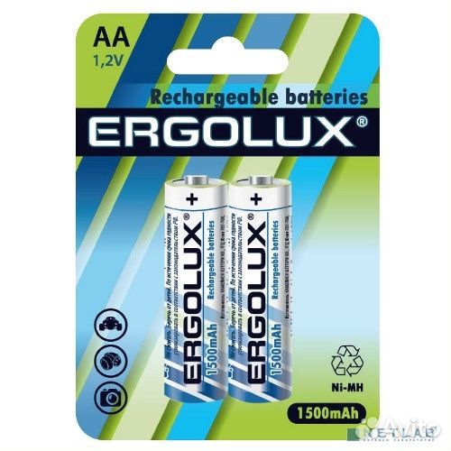 Ergolux AA-1500mAh Ni-Mh BL-2 (nhaa1500BL2, аккуму