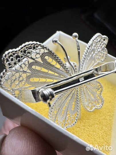 Брошь бабочка серебро 925 филигрань Лефкара Кипр