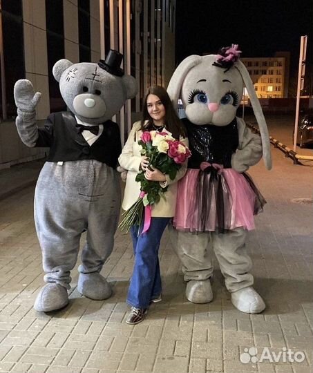 Ростовая кукла Зайка, Мишка Тедди, аниматор