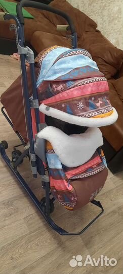 Детские санки коляска с колесами