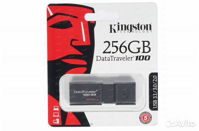 USB Flash 256гб Kingston DataTraveler 100 G3 Новая
