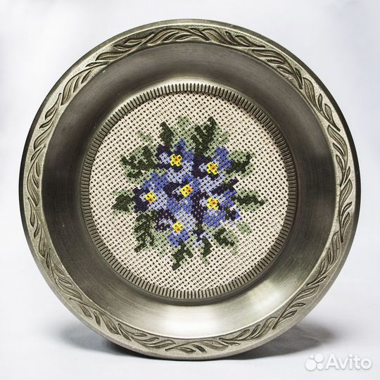 Панно Цветы, вышивка крестом. металл, Европа, диа