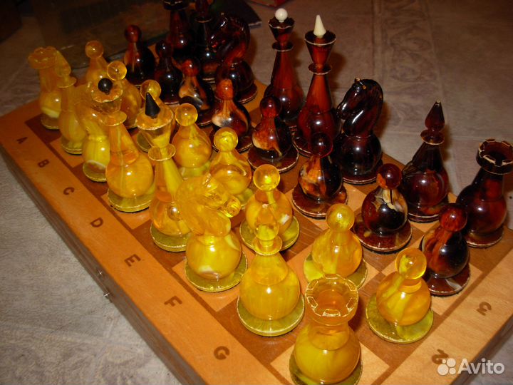 Шахматы Янтарные -эрзац + коробка СССР советские