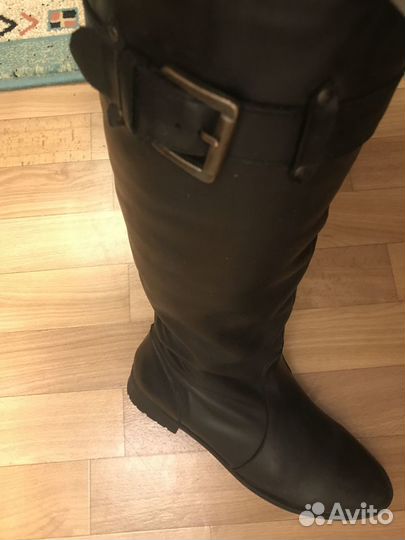 Сапоги Zara кожаные черные демисезонные р.39