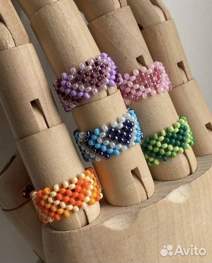 Кольца из бисера сердце