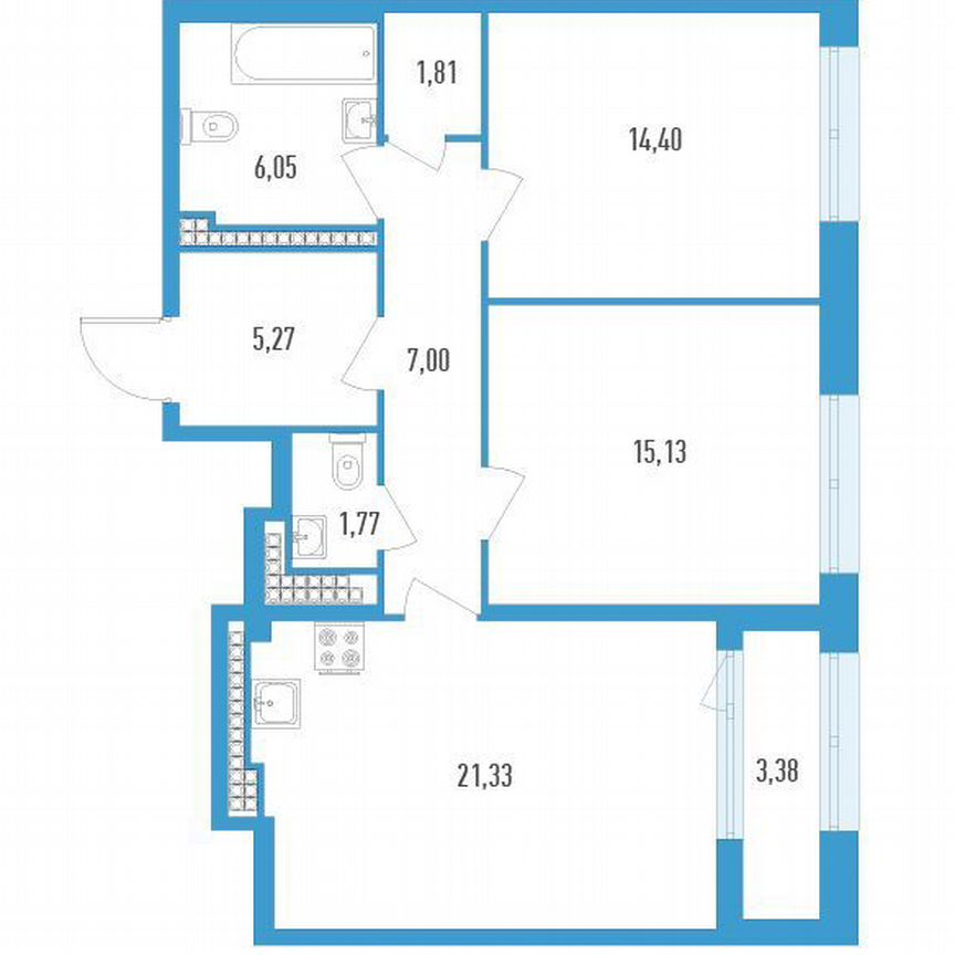 2-к. квартира, 74 м², 19/23 эт.