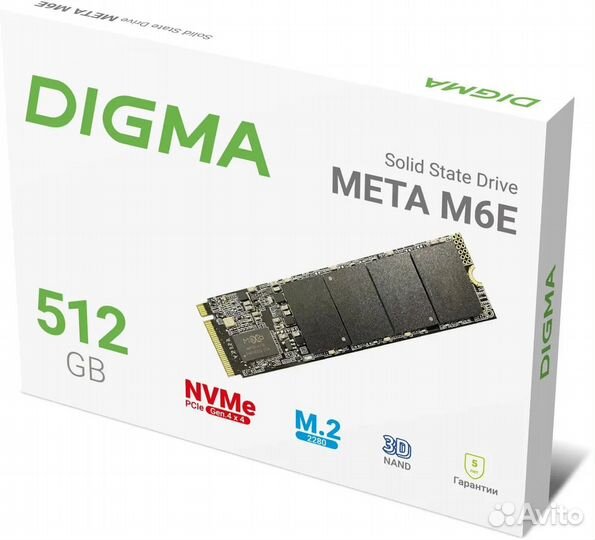 Диск SSD Digma Meta M6E M.2 512Гб