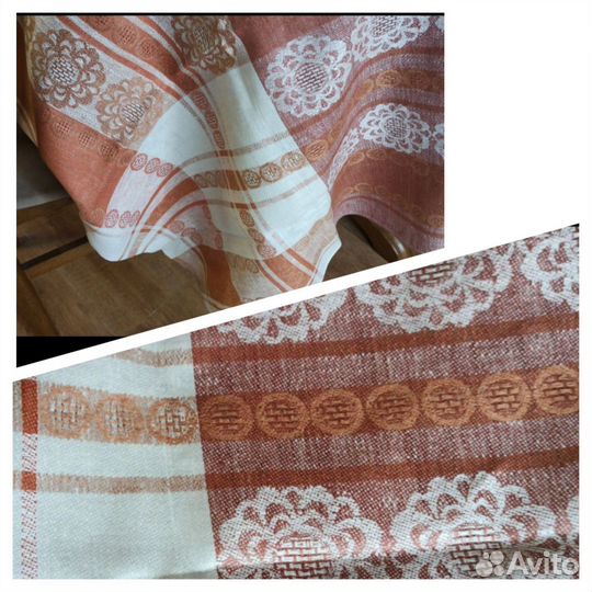 Натуральная скатерть лён СССР белая салфетки