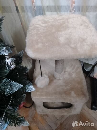 Домик-когтеточка PET pride 34х34х60 см, бежевая