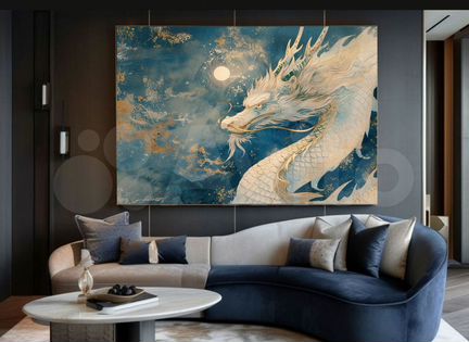 Интерьерная картина лунный дракон Искусство на хол