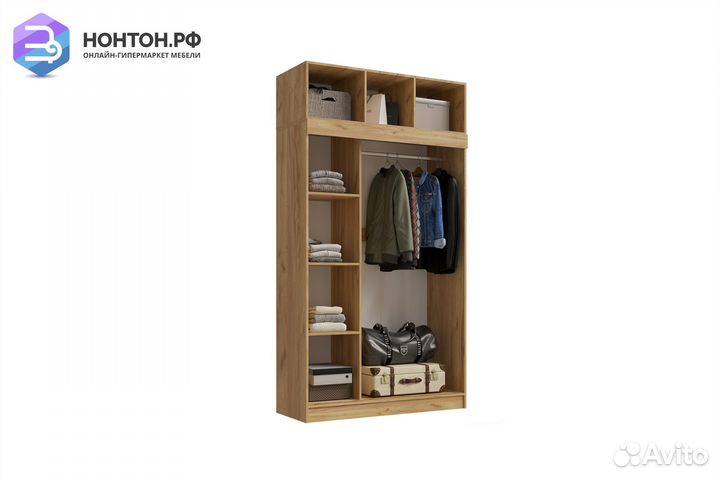 Шкаф-купе Роджина белый глянец / дуб крафт