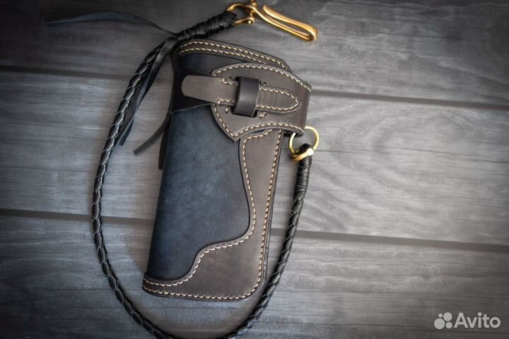 Кошелек байкера кожаный ручной работы