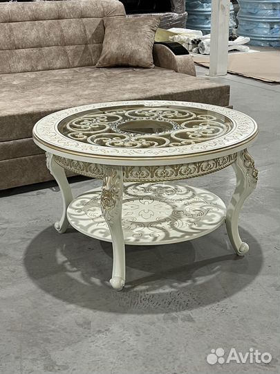Журнальный столик круглый стекло
