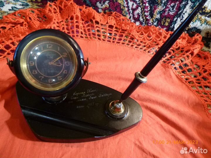 Письменный прибор с часами «Агат». Златоуст. 1963