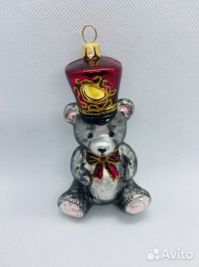 Елочная игрушка. Польша. Мишка. Стекло