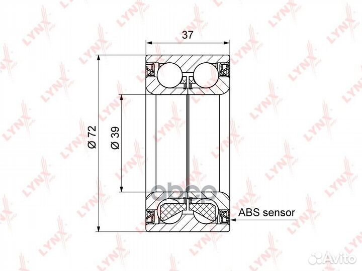 Подшипник ступицы передний (с ABS, 37x39x72) WB