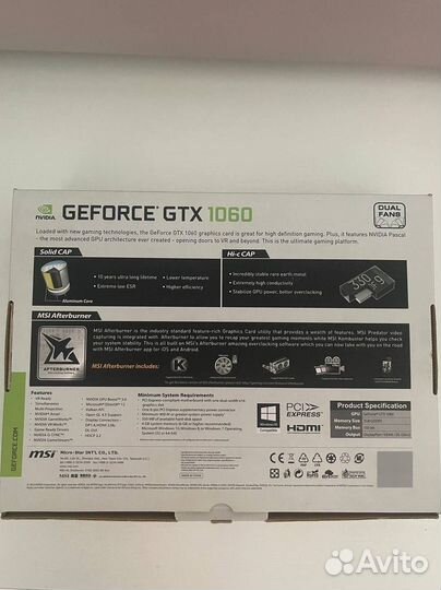 Видеокарта geforce gtx 1060 3gb