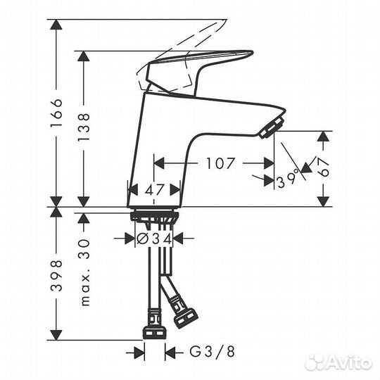 Смеситель для раковины Hansgrohe Logis 71077670 Ч